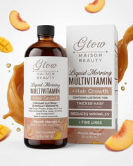 VitaGlow™ | Multivitamínico Líquido + Crecimiento Capilar Sabor Peach Mango